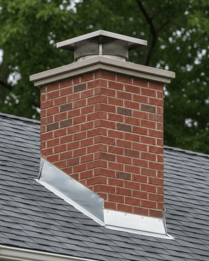 Professional chimney installation and repair in Connecticut with brick chimney and roof flashing integration