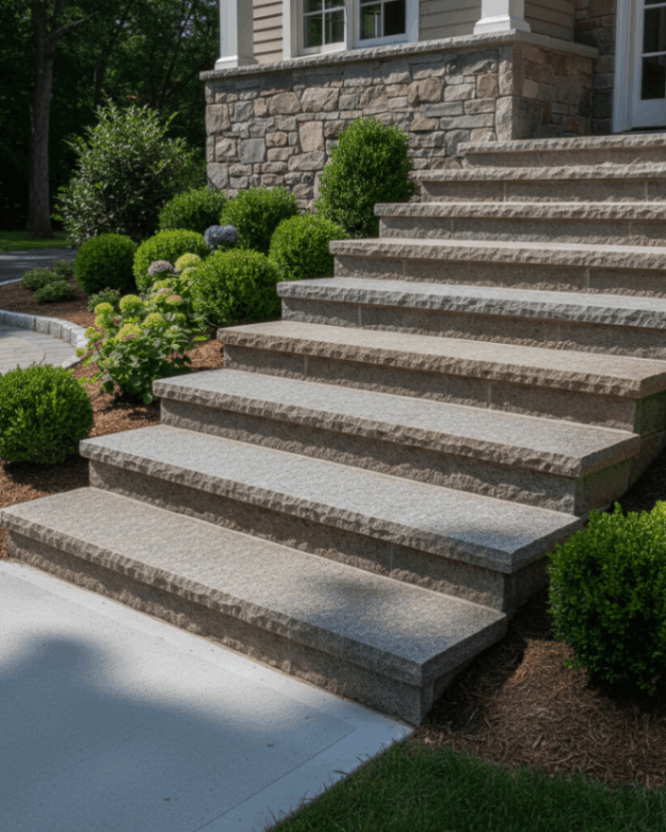 Natural stone steps Connecticut front entry