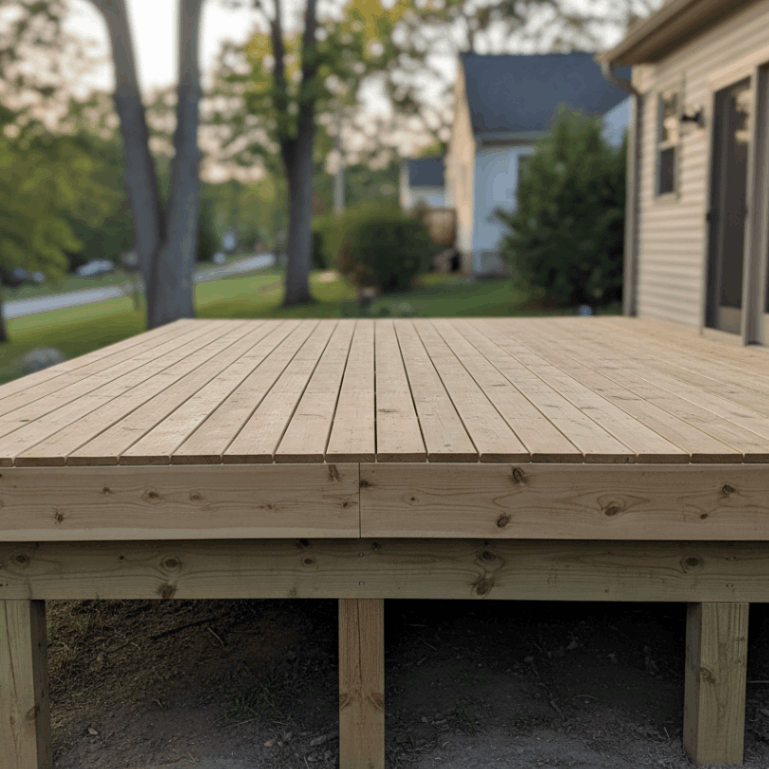 Haven CT elevated wood deck focus