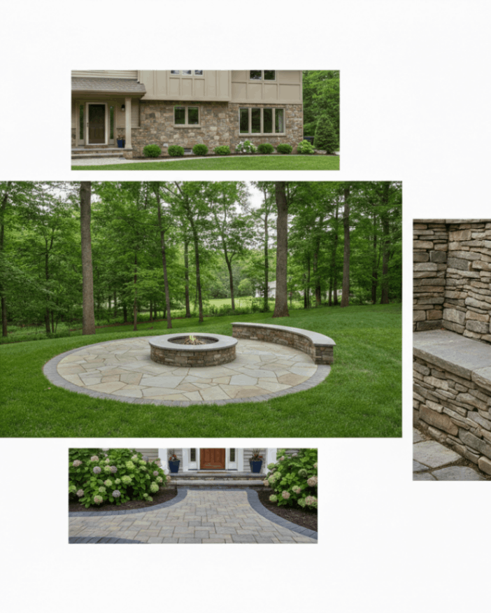 Skilled masonry contractor Avon CT hardscape collage